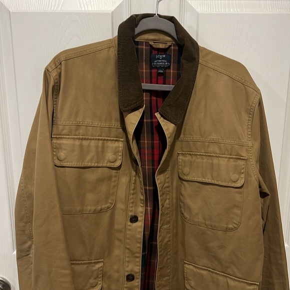 J.Crew Factory men’s brown button down chore jacket flannel lined size Large - Picture 4 of 10
